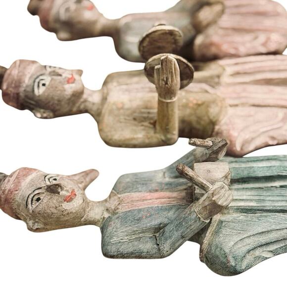 Vintage SE Asian Hand-Carved Musician Figures – Set of 3 - Picture 2 of 5